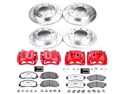 PowerStop Z36 Extreme Truck and Tow 8-Lug Brake Rotor, Pad and Caliper Kit; Front and Rear (2011 4WD F-350 Super Duty SRW)