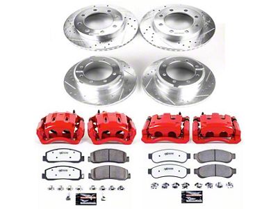 PowerStop Z36 Extreme Truck and Tow 8-Lug Brake Rotor, Pad and Caliper Kit; Front and Rear (Late 2011 4WD F-350 Super Duty DRW)
