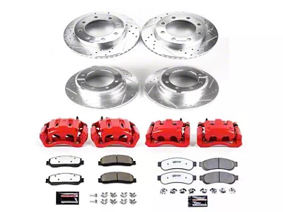 PowerStop Z36 Extreme Truck and Tow 8-Lug Brake Rotor, Pad and Caliper Kit; Front and Rear (2012 4WD F-350 Super Duty DRW)