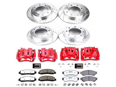 PowerStop Z36 Extreme Truck and Tow 8-Lug Brake Rotor, Pad and Caliper Kit; Front and Rear (2012 4WD F-350 Super Duty SRW)
