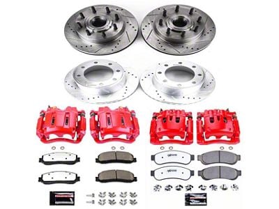 PowerStop Z36 Extreme Truck and Tow 8-Lug Brake Rotor, Pad and Caliper Kit; Front and Rear (2012 2WD F-350 Super Duty SRW)