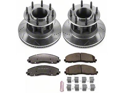 PowerStop Z36 Extreme Truck and Tow 8-Lug Brake Rotor and Pad Kit; Front (17-21 2WD F-350 Super Duty DRW)