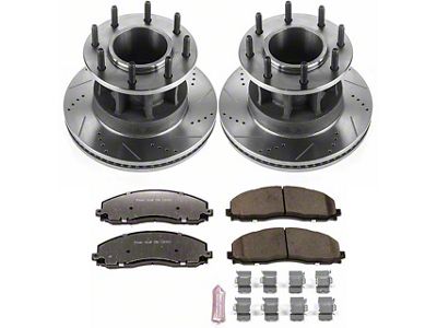 PowerStop Z36 Extreme Truck and Tow 8-Lug Brake Rotor and Pad Kit; Front (17-22 2WD F-350 Super Duty DRW)