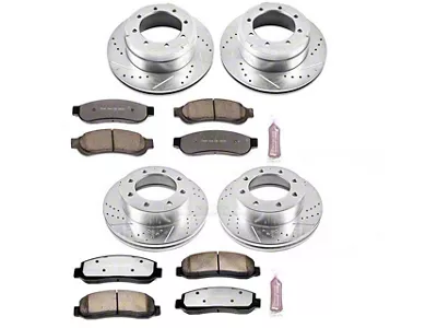 PowerStop Z36 Extreme Truck and Tow 8-Lug Brake Rotor and Pad Kit; Front and Rear (Early 2011 4WD F-350 Super Duty DRW)