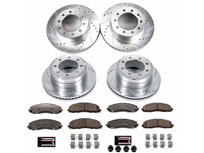 PowerStop Z36 Extreme Truck and Tow 8-Lug Brake Rotor and Pad Kit; Front and Rear (2016 4WD F-350 Super Duty SRW w/ Wide Track Front Suspension)