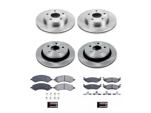 PowerStop OE Replacement Brake Rotor and Pad Kit; Front and Rear (02-18 RAM 1500)
