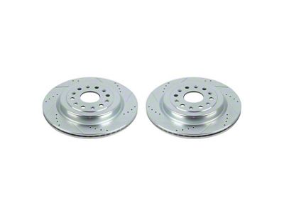 PowerStop Evolution Cross-Drilled and Slotted 6-Lug Rotors; Rear Pair (19-24 RAM 1500, Excluding RHO & TRX)