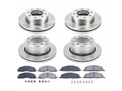 PowerStop OE Replacement 8-Lug Brake Rotor and Pad Kit; Front and Rear (2012 RAM 1500 Tradesman HD)