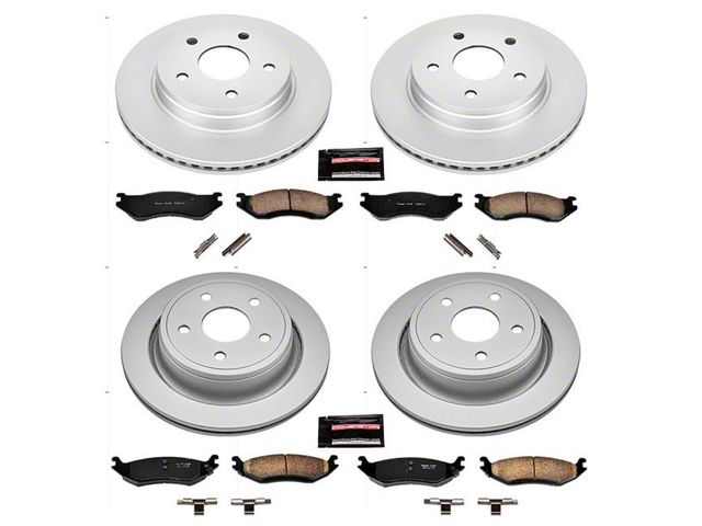 PowerStop Z17 Evolution Plus 5-Lug Brake Rotor and Pad Kit; Front and Rear (03-05 RAM 1500, Excluding SRT-10)