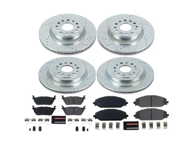 PowerStop Z23 Evolution Sport 6-Lug Brake Rotor and Pad Kit; Front and Rear (19-24 RAM 1500, Excluding TRX)