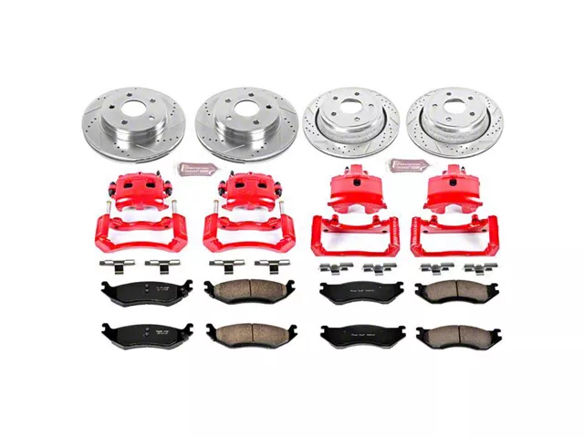 PowerStop Z23 Evolution Sport 5-Lug Brake Rotor, Pad and Caliper Kit; Front and Rear (03-05 RAM 1500, Excluding SRT-10)