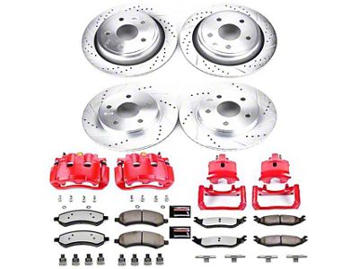 PowerStop Z36 Extreme Truck and Tow 5-Lug Brake Rotor, Pad and Caliper Kit; Front and Rear (09-18 RAM 1500)