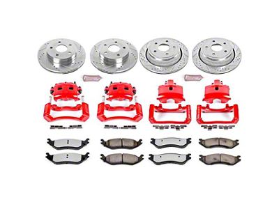 PowerStop Z36 Extreme Truck and Tow 5-Lug Brake Rotor, Pad and Caliper Kit; Front and Rear (03-05 RAM 1500, Excluding SRT-10)