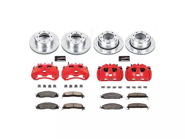 PowerStop Z36 Extreme Truck and Tow 8-Lug Brake Rotor, Pad and Caliper Kit; Front and Rear (09-18 RAM 2500)