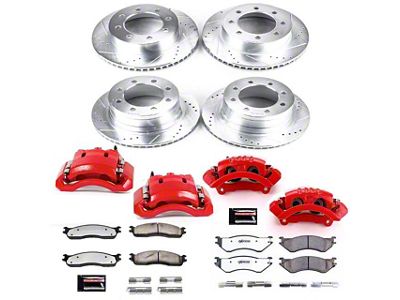 PowerStop Z36 Extreme Truck and Tow 8-Lug Brake Rotor, Pad and Caliper Kit; Front and Rear (03-08 RAM 2500)