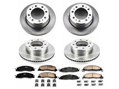 PowerStop OE Replacement 8-Lug Brake Rotor and Pad Kit; Front and Rear (13-18 RAM 3500)