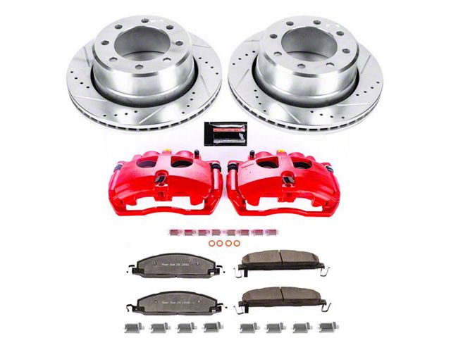 PowerStop Z36 Extreme Truck and Tow 8-Lug Brake Rotor, Pad and Caliper Kit; Rear (09-12 RAM 3500 DRW)