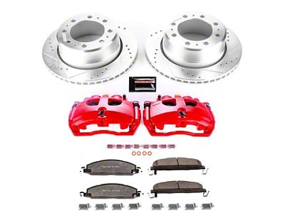 PowerStop Z36 Extreme Truck and Tow 8-Lug Brake Rotor, Pad and Caliper Kit; Rear (13-18 RAM 3500 DRW)