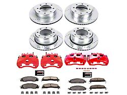 PowerStop Z36 Extreme Truck and Tow 8-Lug Brake Rotor, Pad and Caliper Kit; Front and Rear (09-12 RAM 3500 DRW)
