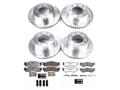 PowerStop Z36 Extreme Truck and Tow 8-Lug Brake Rotor and Pad Kit; Front and Rear (03-08 RAM 3500)