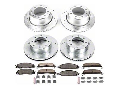 PowerStop Z36 Extreme Truck and Tow 8-Lug Brake Rotor and Pad Kit; Front and Rear (13-18 RAM 3500)