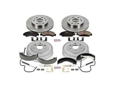PowerStop OE Replacement 6-Lug Brake Rotor, Drum and Pad Kit; Front and Rear (05-06 Sierra 1500 w/ Rear Drum Brakes)