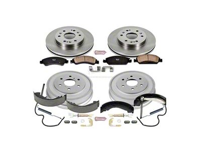 PowerStop OE Replacement 6-Lug Brake Rotor, Drum and Pad Kit; Front and Rear (07-08 Sierra 1500 w/ Rear Drum Brakes)