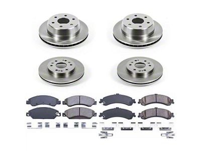 PowerStop OE Replacement 6-Lug Brake Rotor and Pad Kit; Front and Rear (05-06 Sierra 1500 Denali)