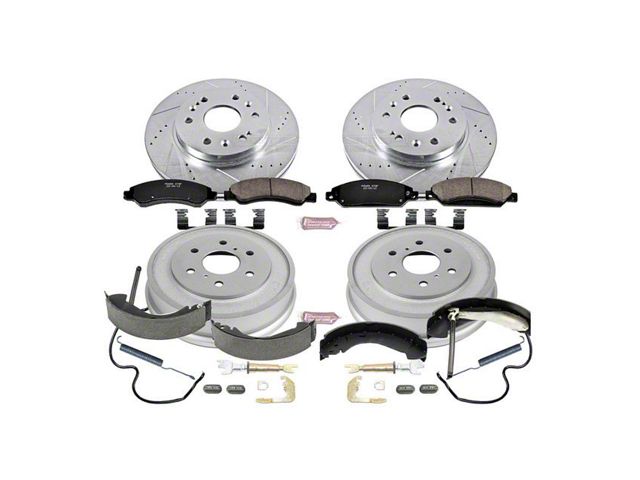 PowerStop Z23 Evolution Sport 6-Lug Brake Rotor, Drum and Pad Kit; Front and Rear (05-06 Sierra 1500 w/ Rear Drum Brakes)