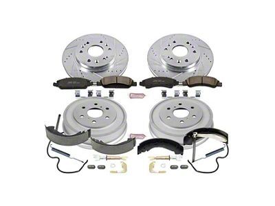 PowerStop Z23 Evolution Sport 6-Lug Brake Rotor, Drum and Pad Kit; Front and Rear (07-08 Sierra 1500 w/ Rear Drum Brakes)
