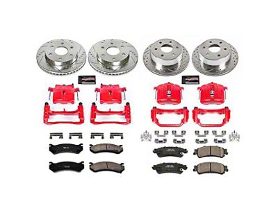 PowerStop Z23 Evolution Sport 6-Lug Brake Rotor, Pad and Caliper Kit; Front and Rear (99-02 Sierra 1500 w/ Single Piston Rear Calipers)