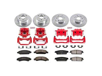 PowerStop Z23 Evolution Sport 6-Lug Brake Rotor, Pad and Caliper Kit; Front and Rear (07-13 Sierra 1500 w/ Rear Disc Brakes)