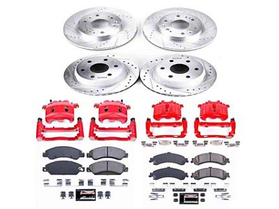 PowerStop Z23 Evolution Sport 6-Lug Brake Rotor, Pad and Caliper Kit; Front and Rear (05-06 Sierra 1500 Denali)