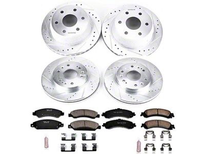 PowerStop Z23 Evolution Sport 6-Lug Brake Rotor and Pad Kit; Front and Rear (05-06 Sierra 1500 Denali)