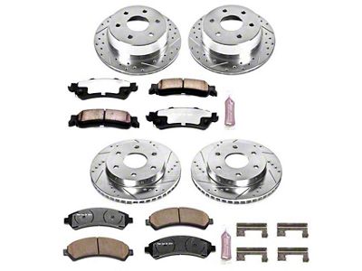 PowerStop Z36 Extreme Truck and Tow 6-Lug Brake Rotor and Pad Kit; Front and Rear (99-06 Sierra 1500 w/o Rear Drum Brakes)