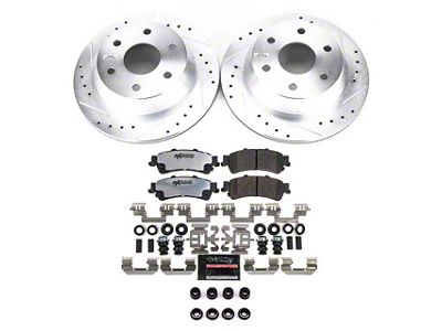 PowerStop Z36 Extreme Truck and Tow 6-Lug Brake Rotor and Pad Kit; Rear (99-06 Sierra 1500 w/o Rear Drum Brakes)