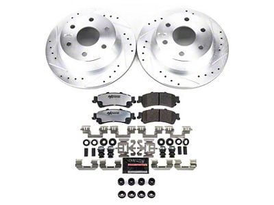 PowerStop Z36 Extreme Truck and Tow 6-Lug Brake Rotor and Pad Kit; Rear (99-06 Sierra 1500 w/o Rear Drum Brakes)