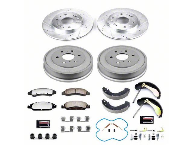 PowerStop Z36 Extreme Truck and Tow 6-Lug Brake Rotor, Drum and Pad Kit; Front and Rear (07-08 Sierra 1500 w/ Rear Drum Brakes)