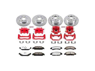 PowerStop Z36 Extreme Truck and Tow 6-Lug Brake Rotor, Pad and Caliper Kit; Front and Rear (14-18 Sierra 1500)