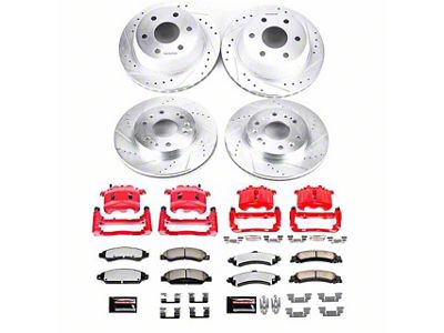 PowerStop Z36 Extreme Truck and Tow 6-Lug Brake Rotor, Pad and Caliper Kit; Front and Rear (05-06 Sierra 1500 Denali)