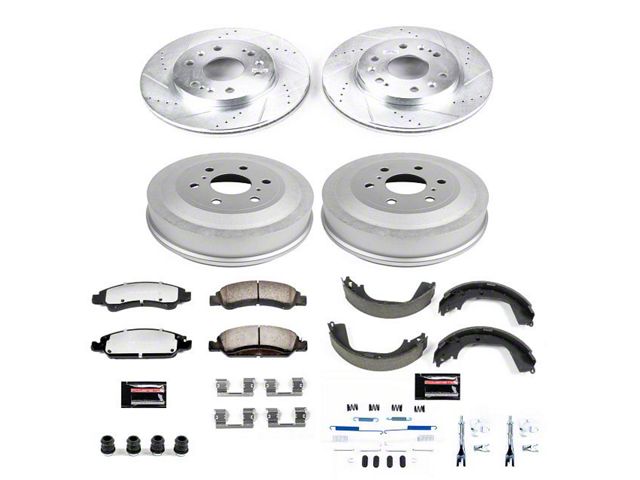 PowerStop Z36 Extreme Truck and Tow 6-Lug Brake Rotor and Pad Kit; Front and Rear (09-13 Sierra 1500 w/ Rear Drum Brakes)