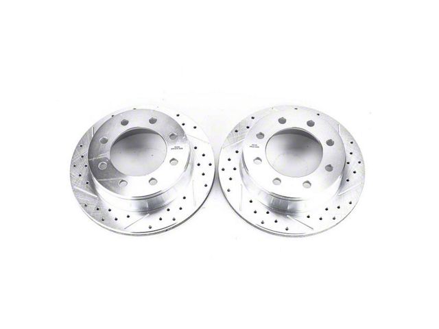 PowerStop Evolution Cross-Drilled and Slotted 8-Lug Rotors; Rear Pair (07-10 Sierra 2500 HD)