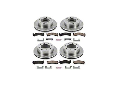 PowerStop OE Replacement 8-Lug Brake Rotor and Pad Kit; Front and Rear (01-10 Sierra 2500 HD)