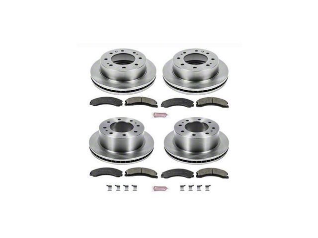 PowerStop OE Replacement 8-Lug Brake Rotor and Pad Kit; Front and Rear (15-19 Sierra 2500 HD)