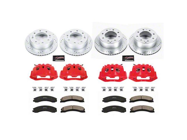 PowerStop Z23 Evolution Sport 8-Lug Brake Rotor, Pad and Caliper Kit; Front and Rear (15-19 Sierra 2500 HD)