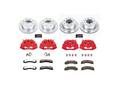 PowerStop Z36 Extreme Truck and Tow 8-Lug Brake Rotor, Pad and Caliper Kit; Front and Rear (12-14 Sierra 2500 HD)