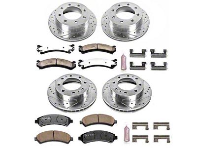 PowerStop Z36 Extreme Truck and Tow 8-Lug Brake Rotor and Pad Kit; Front and Rear (01-10 Sierra 2500 HD)