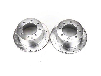 PowerStop Evolution Cross-Drilled and Slotted 8-Lug Rotors; Rear Pair (01-10 Sierra 3500 HD DRW)