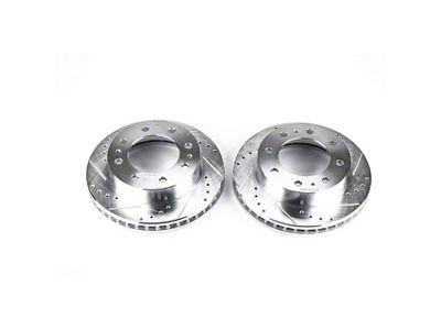 PowerStop Evolution Cross-Drilled and Slotted 8-Lug Rotors; Front Pair (01-10 Sierra 3500 HD)