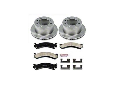 PowerStop OE Replacement 8-Lug Brake Rotor and Pad Kit; Rear (01-10 Sierra 3500 HD DRW)